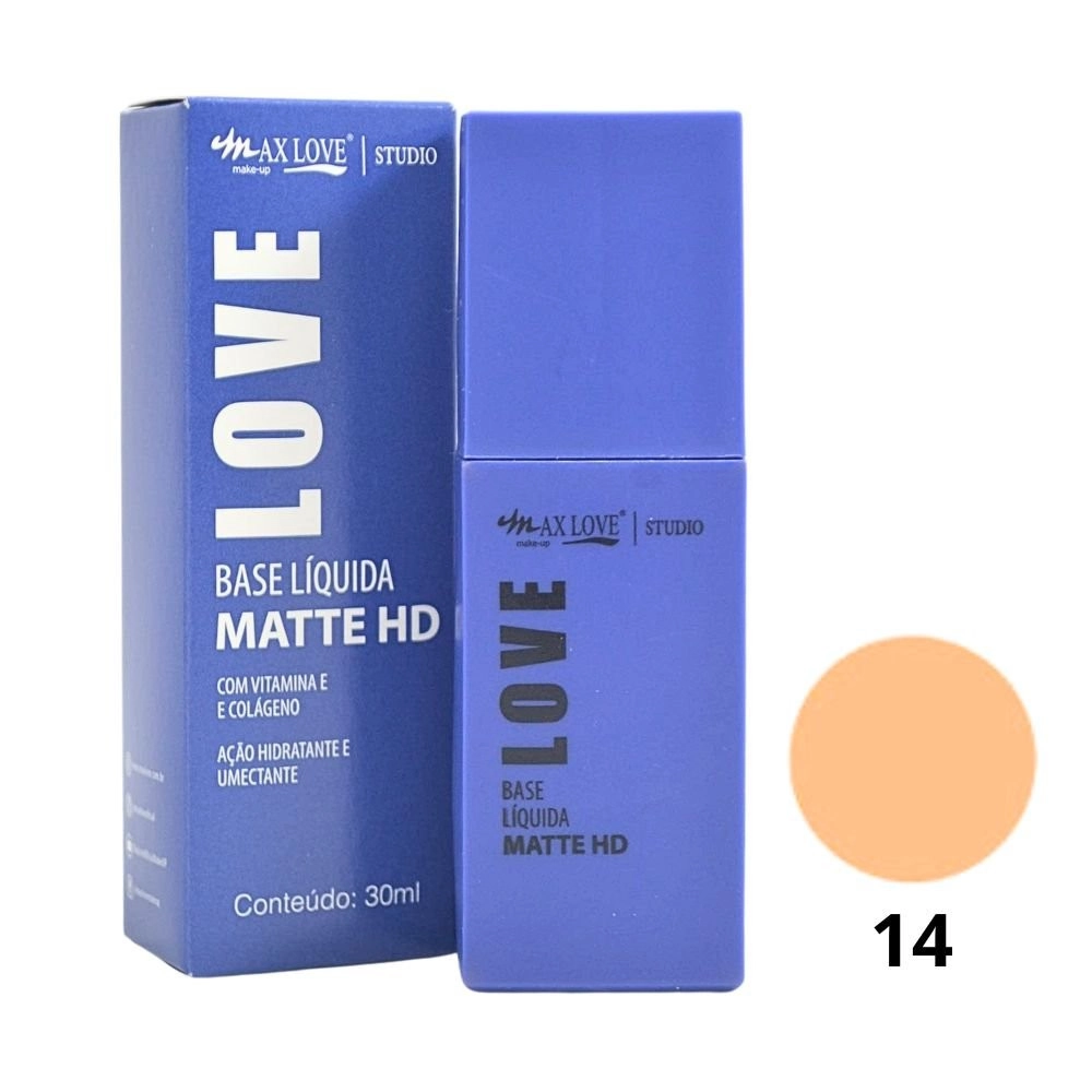  Base Líquida Matte HD Vitamina E Cor 14 Max Love 