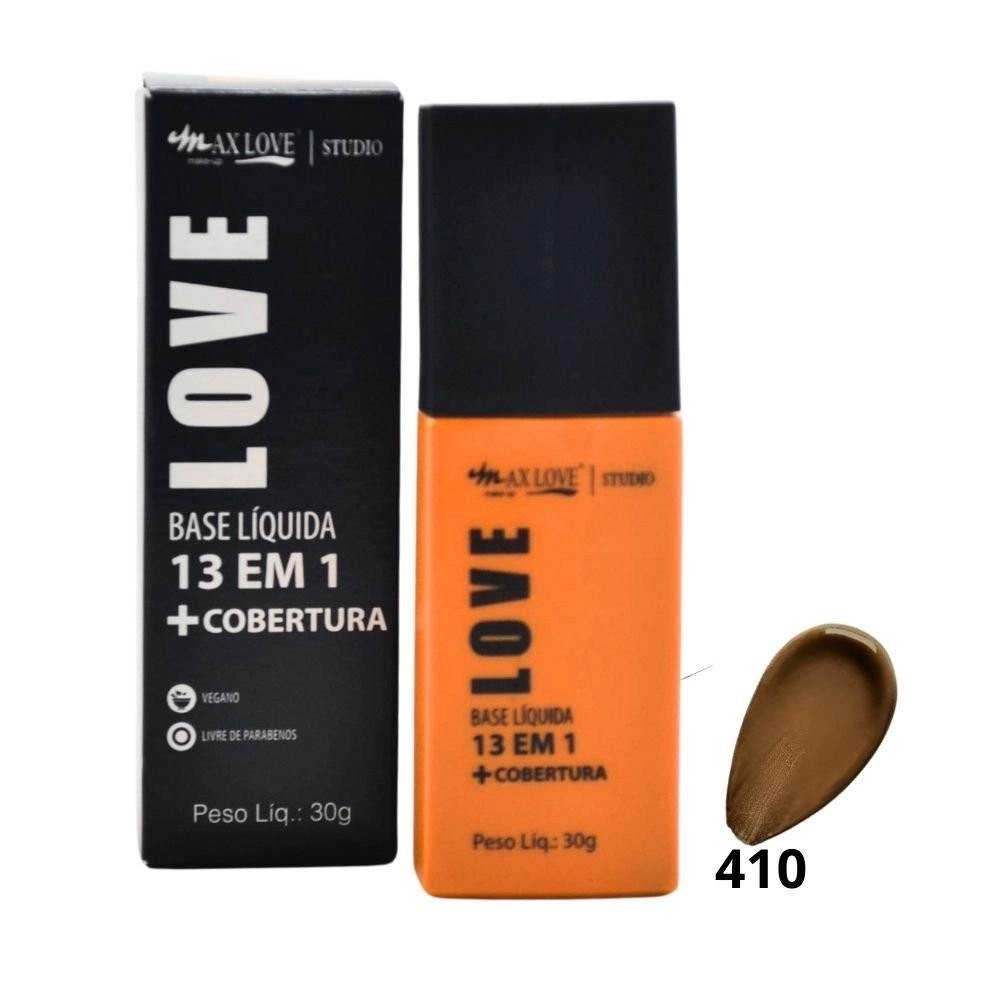  Base Líquida Vegana 13 em 1 + Cobertura Cor 410 Max Love 