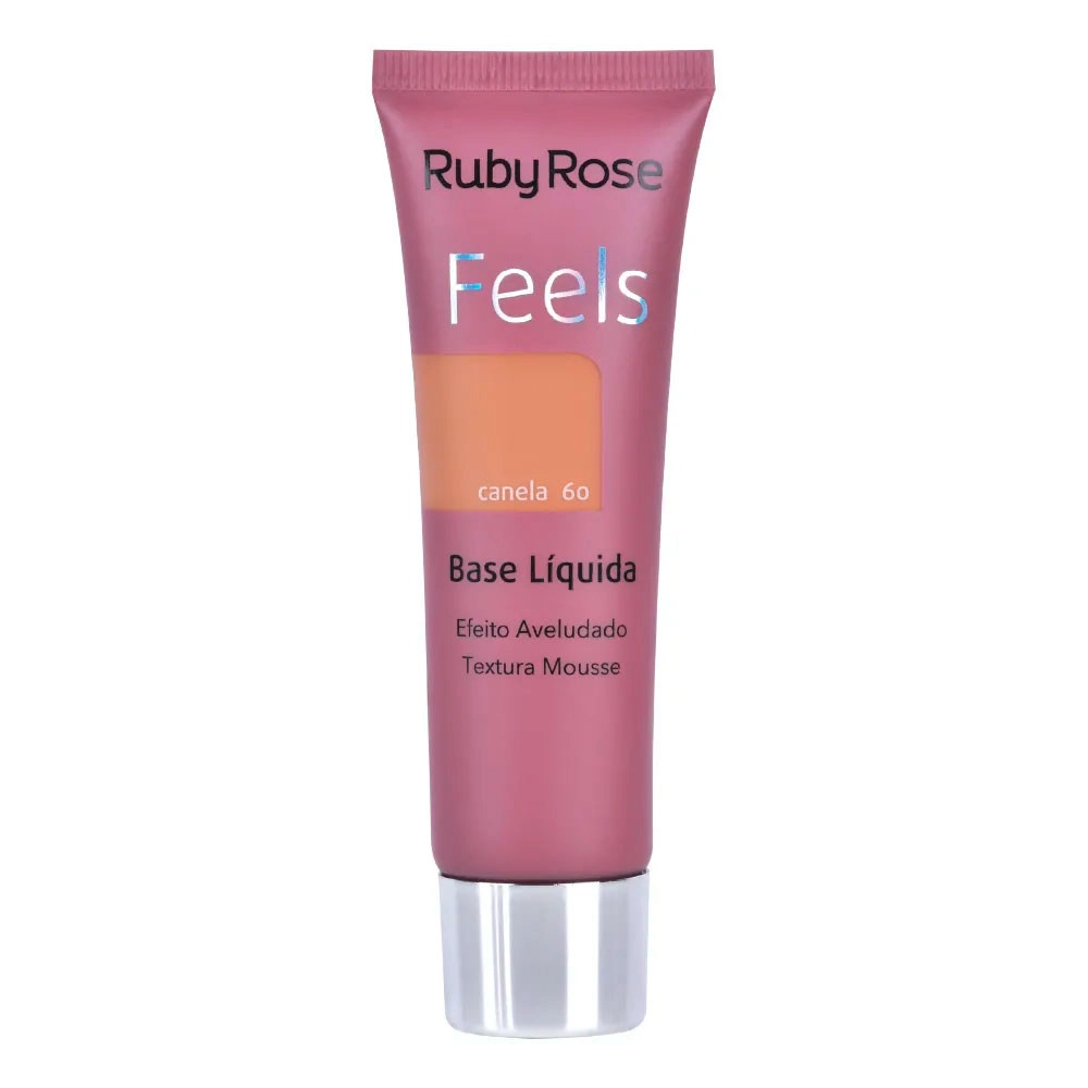  Base Líquida Feels Ruby Rose Canela 60 HB8053 Efeito Aveludado 