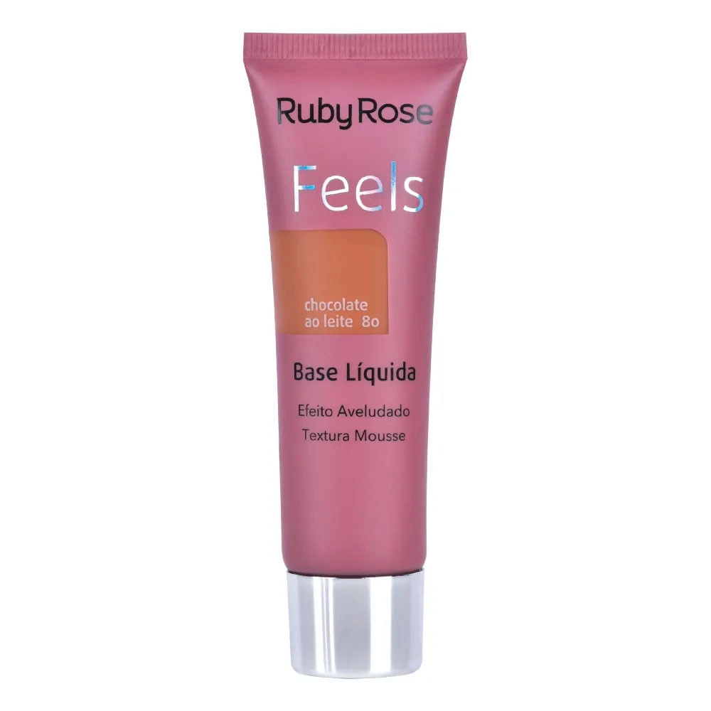  Base Líquida Feels Ruby Rose Chocolate Ao Leite 80 HB8053 Efeito Aveludado 