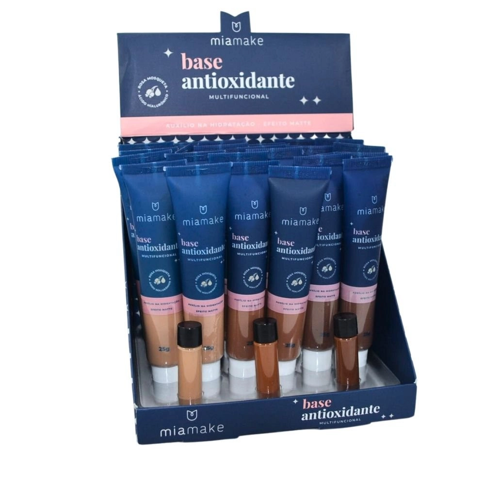  Box 24 Base Antioxidante Rosa Mosqueta Cores Escuras Mia Make 327 
