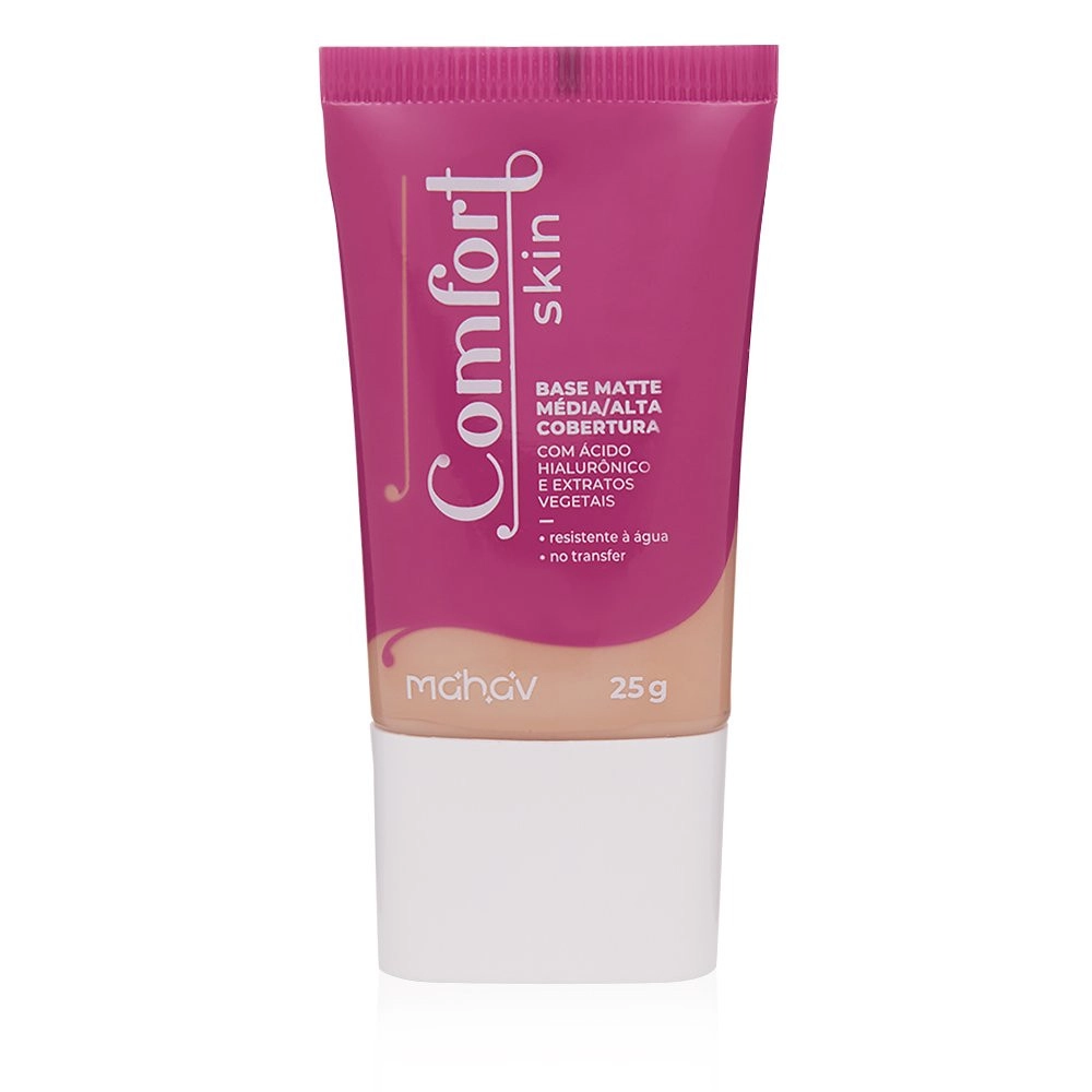  Base Matte Vegana Média/Alta Cobertura Comfort Skin Cor 3 Mahav 