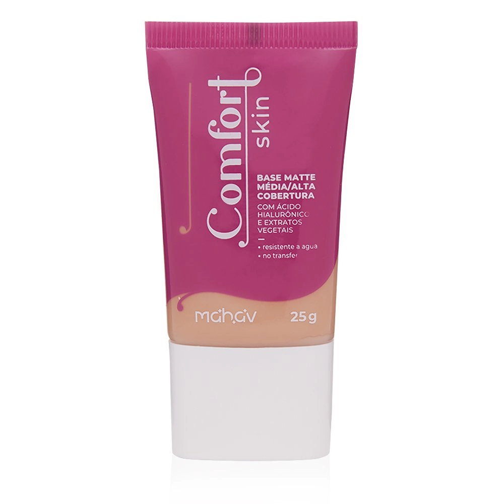  Base Matte Vegana Média/Alta Cobertura Comfort Skin Cor 4 Mahav 
