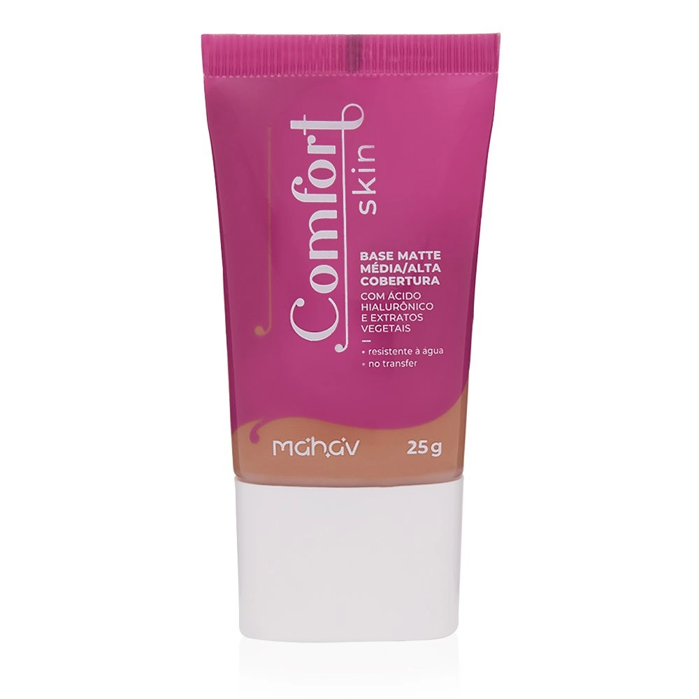  Base Matte Vegana Média/Alta Cobertura Comfort Skin Cor 7 Mahav 