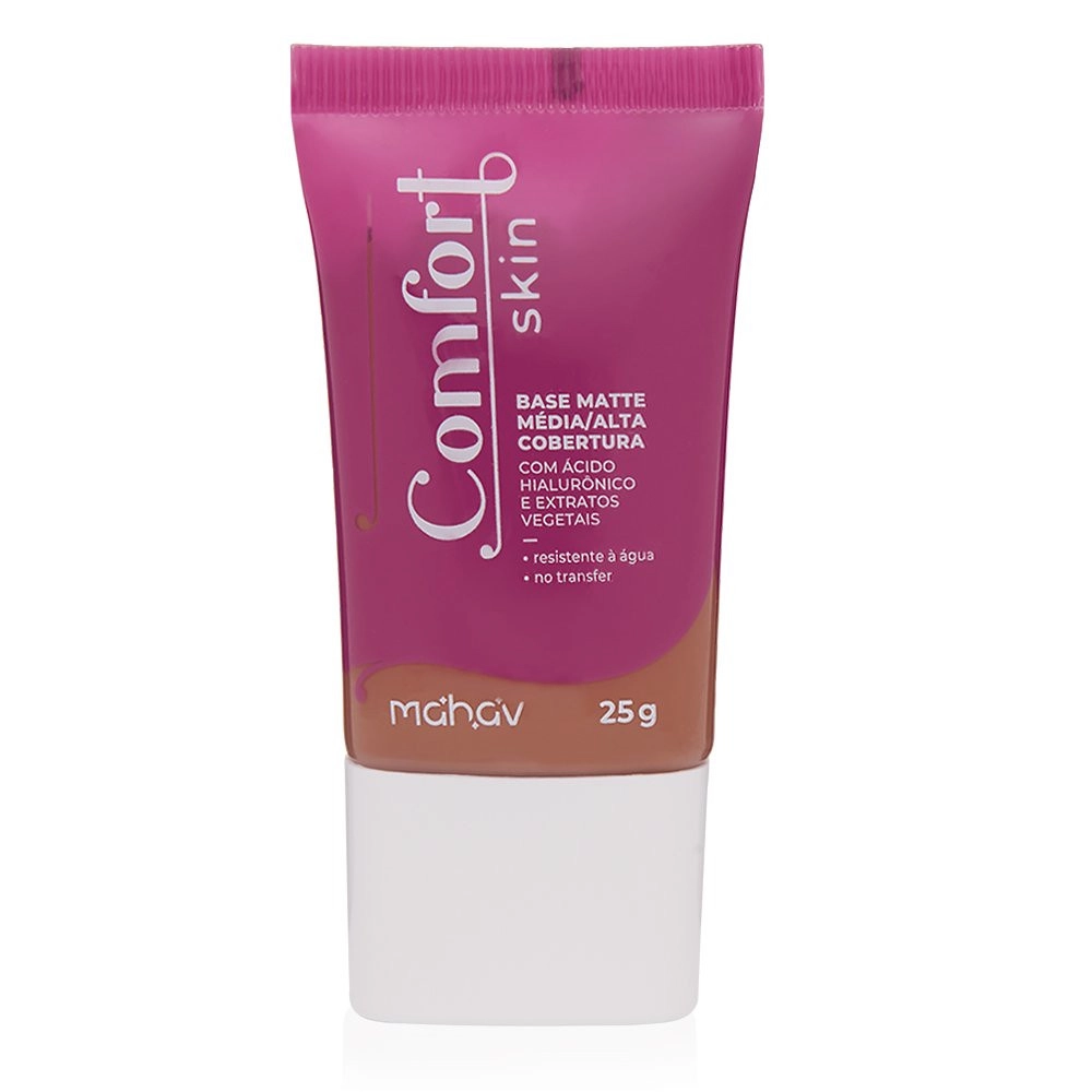  Base Matte Vegana Média/Alta Cobertura Comfort Skin Cor 8 Mahav 