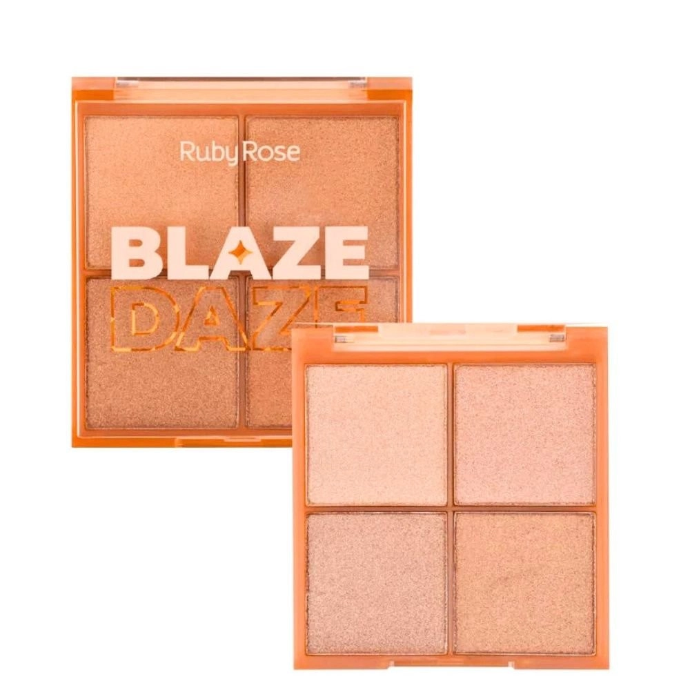  Paleta de Iluminador Vegana Blaze Daze Cor 03 Ruby Rose HB7523 