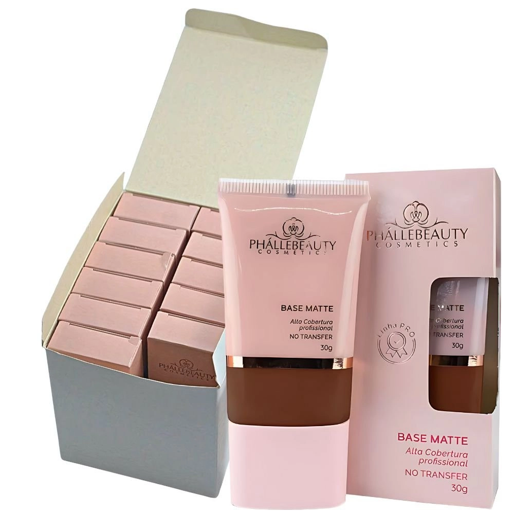  Box 12 Base Matte Vegana Alta Cobertura Cor 10 PhálleBeauty PH0671 