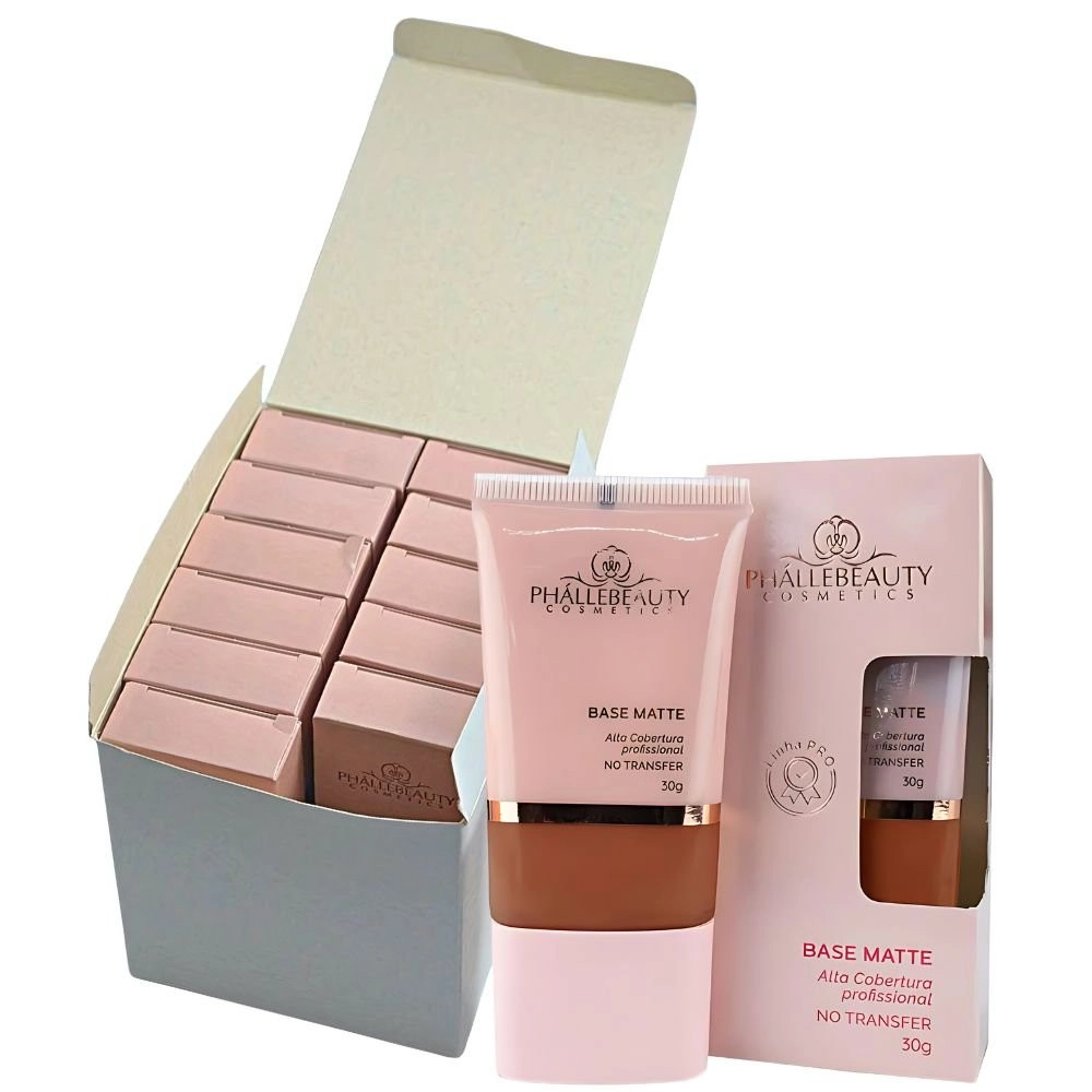  Box 12 Base Matte Vegana Alta Cobertura Cor 7 PhálleBeauty PH0661 