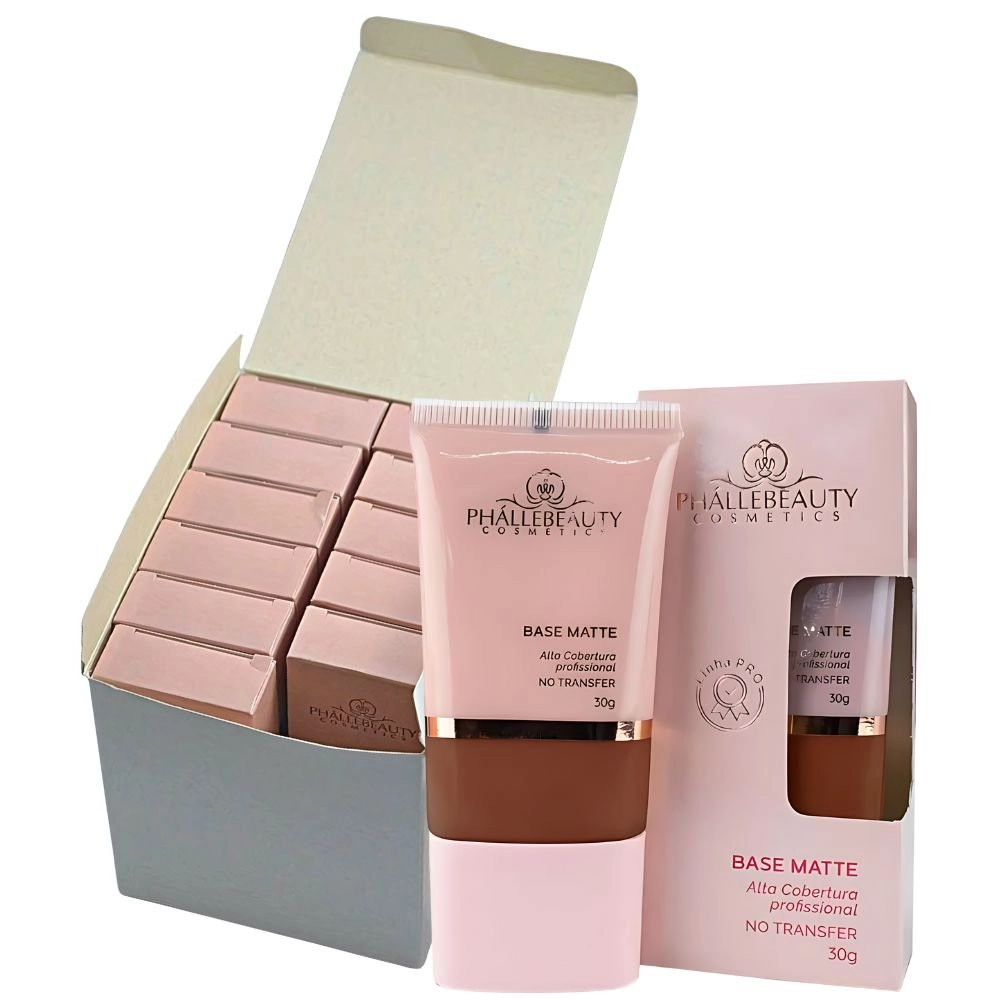  Box 12 Base Matte Vegana Alta Cobertura Cor 9 PhálleBeauty PH0663 