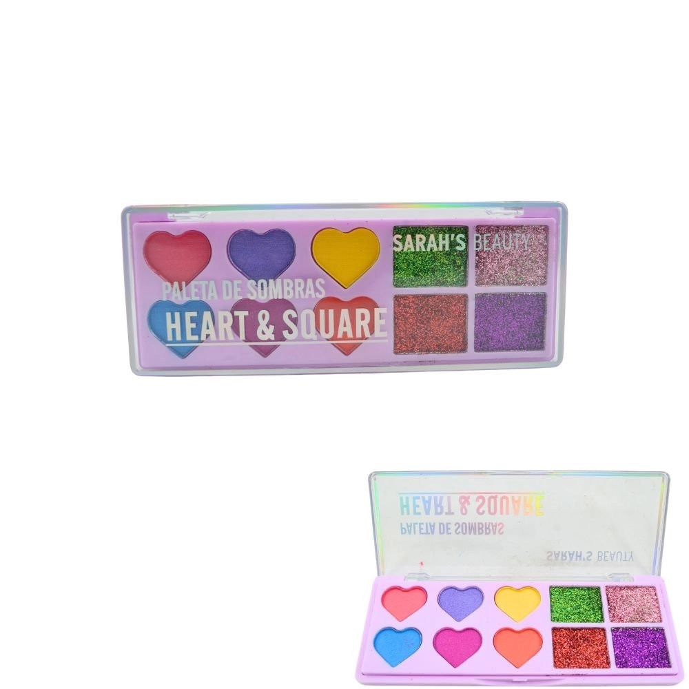  Paleta de Sombras Heart e Square Cor B Sarahs Beauty S6331 