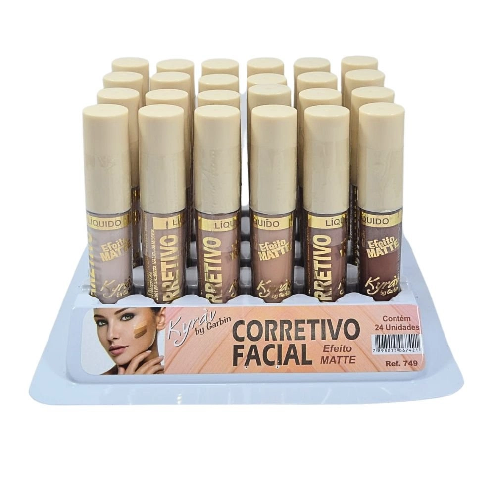  Box 24 Corretivo Líquido Efeito Matte Cores Escuras Kyrav 749 