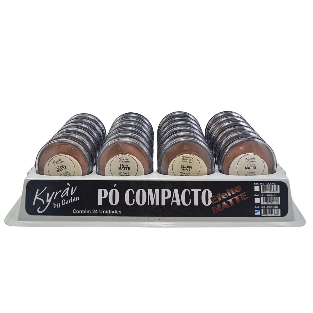  Box 24 Pó Compacto Aveludado Efeito Matte Cores Escuras Kyrav 142 