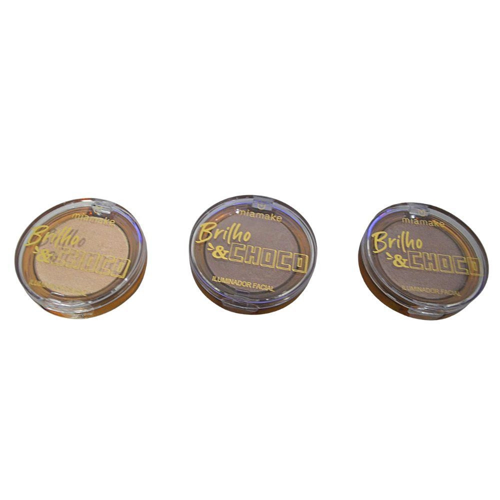  Kit 3 Iluminador Facial Brilho e Choco Mia Make 307 