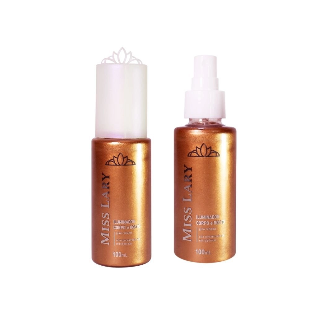  Spray Iluminador Vegano Corpo e Rosto Luxo e Poder Miss Lary VB111 