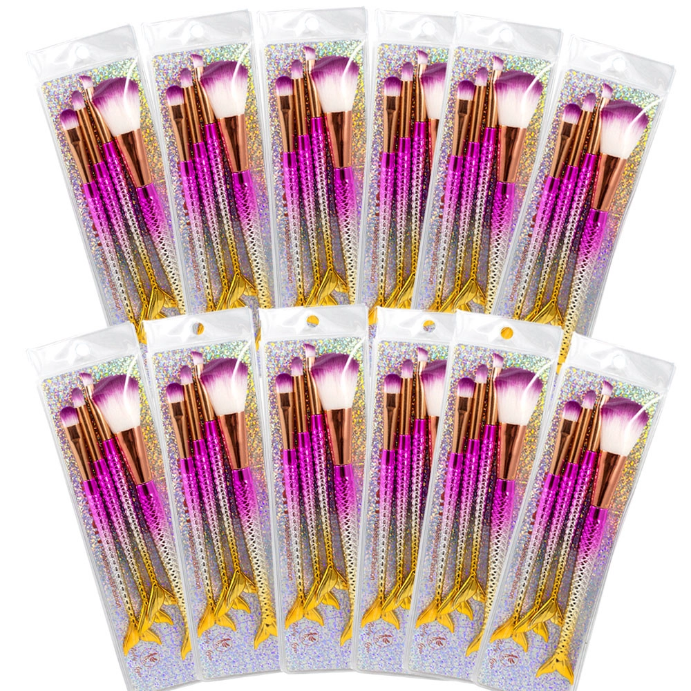  Pacote 12 Kit de Pincel com 4 Pincéis Sereia 
