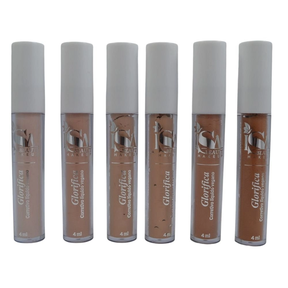  kit 6 Corretivo Líquido Vegano Glorifica Isa Beauty ISA003 