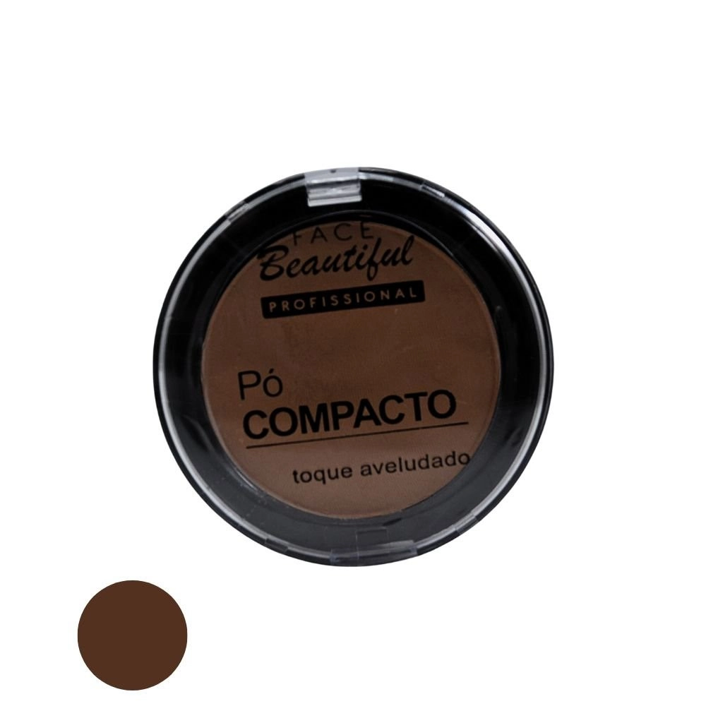  Pó Compacto Profissional Marrom Escuro Toque Aveludado Vegano Face Beautiful FB212 