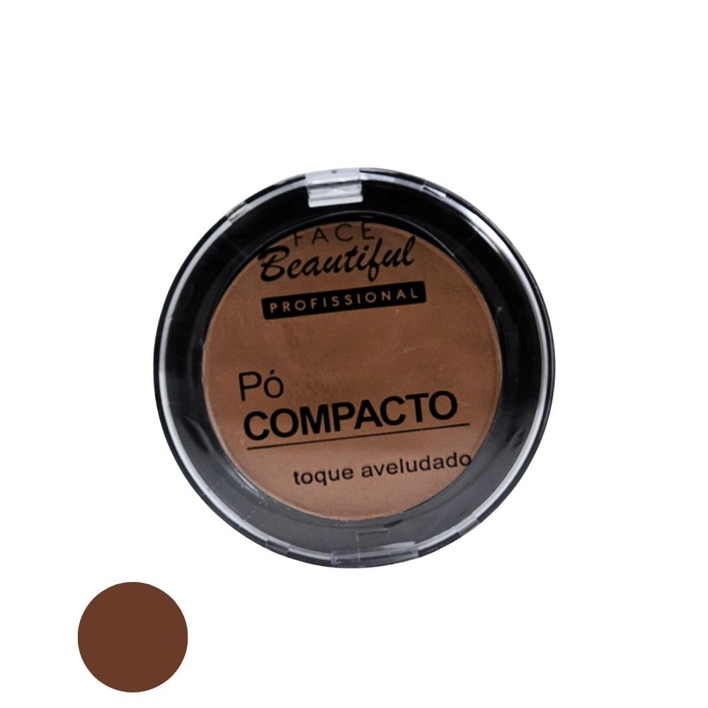  Pó Compacto Profissional Marrom Toque Aveludado Vegano Face Beautiful FB212 