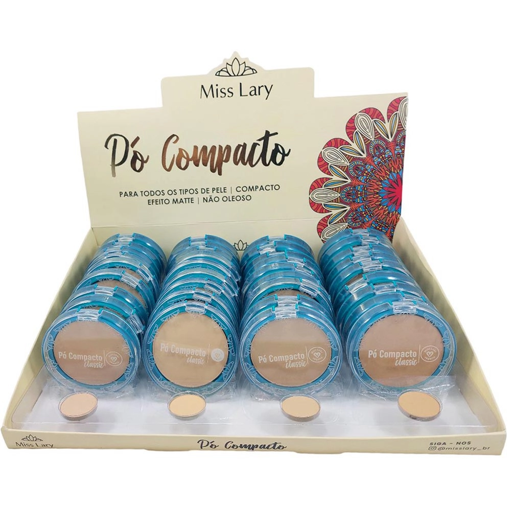  Box 36 Pó Compacto Vegano Cores Claras Miss Lary ML301 